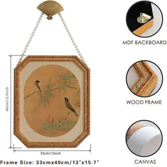 NIB. Framed Fabric Wall Art Painting Repo. - Picture 3 of 4